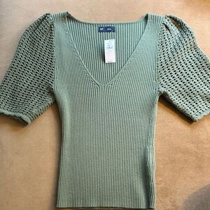 GAP Women's V-Neck Sweater in Sage Green